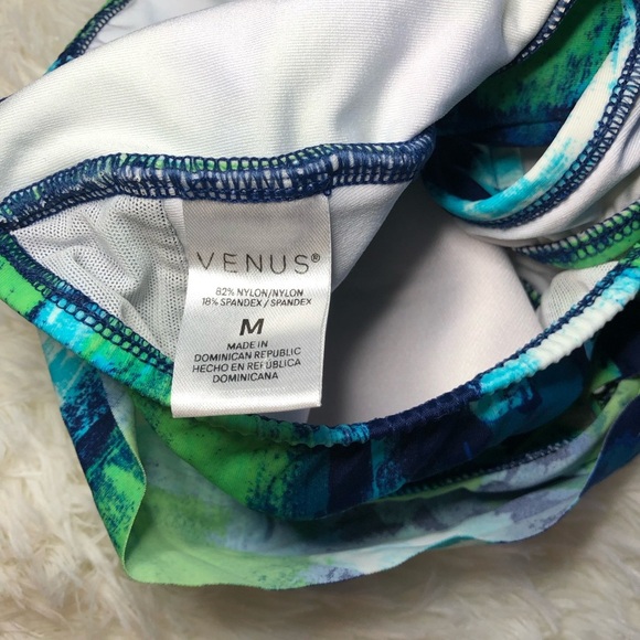 VENUS Green and Blue Bikini Top with Artistic Pattern Lace up back size M - Picture 10 of 12